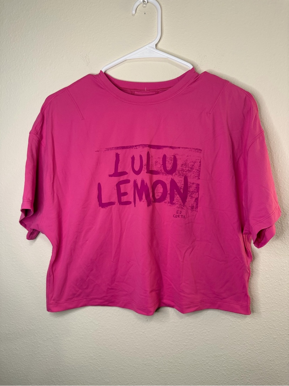 lululemon athletica Bold Pink Graphic Crop Tee